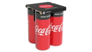 4-pack of Coca-Cola Zero Sugar with cardboard rings