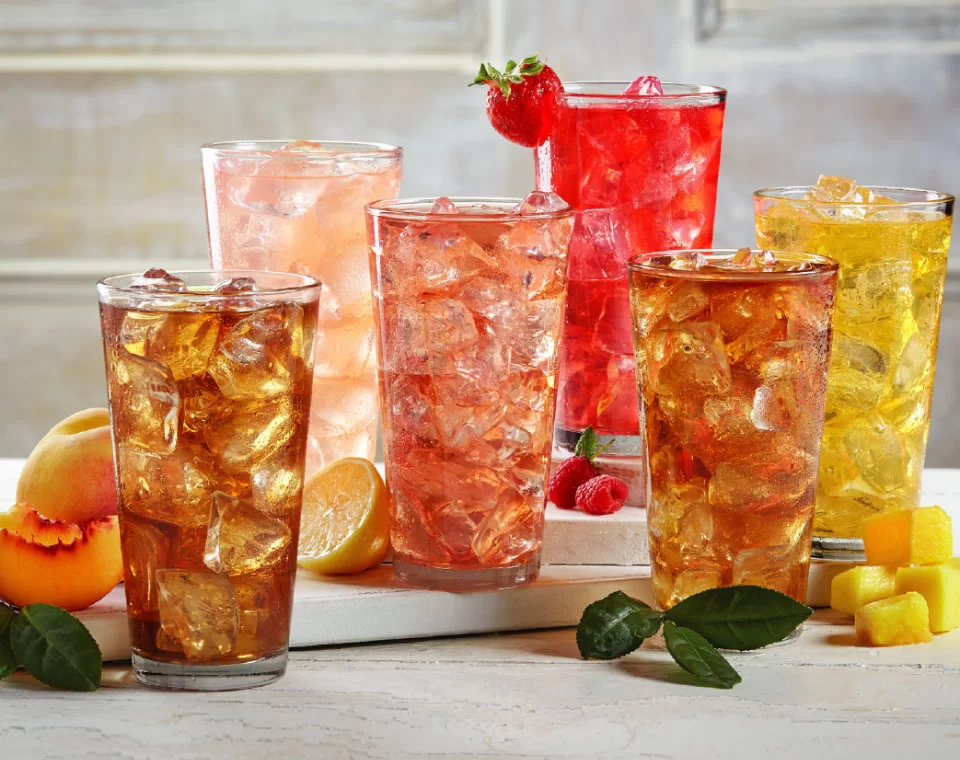 Photo of several glasses of refreshing looking beverages.