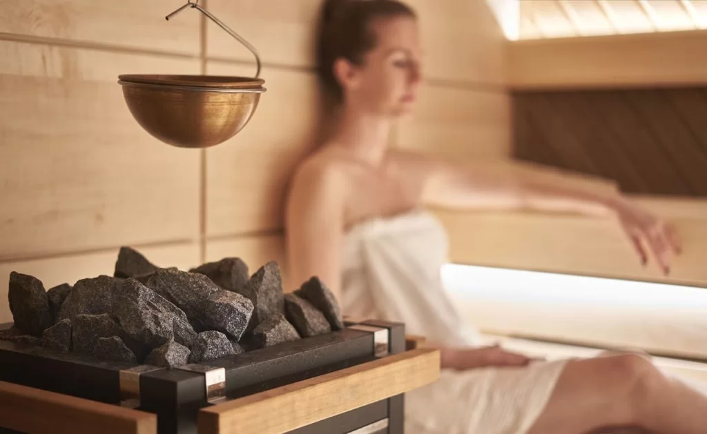 Woman in steam room
