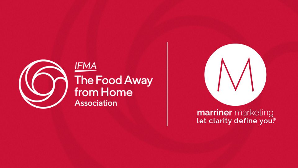 The IFMA Food Away from Home Association logo next to the Marriner Marketing logo on a red background